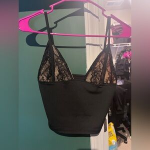 Black Lace Trim Cami Top